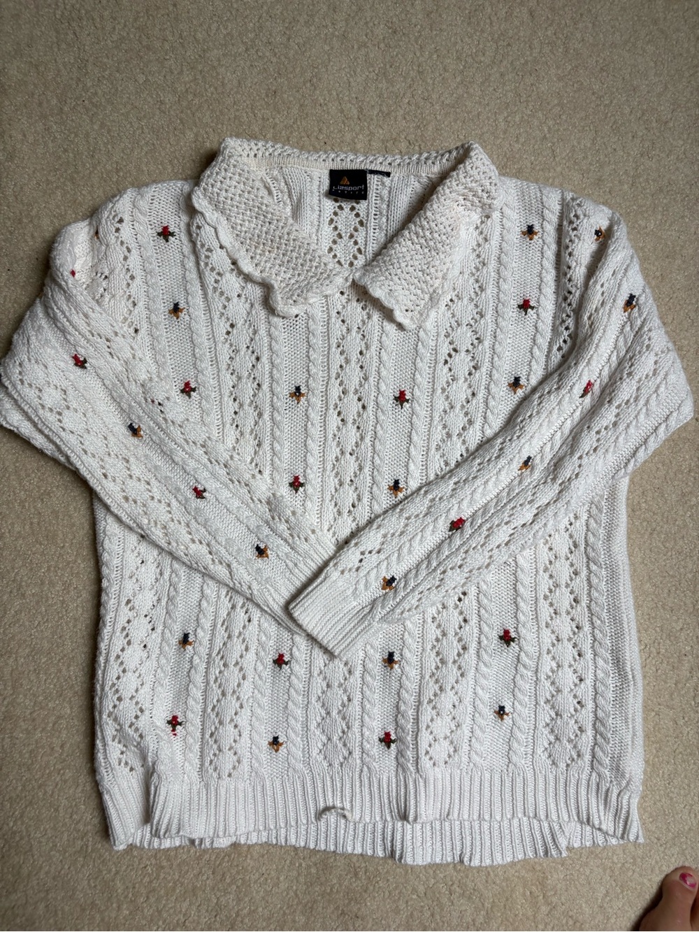 Sézane  vibe Liz Sport Vintage Collared Rosebud Knit Sweater - Picture 2 of 4